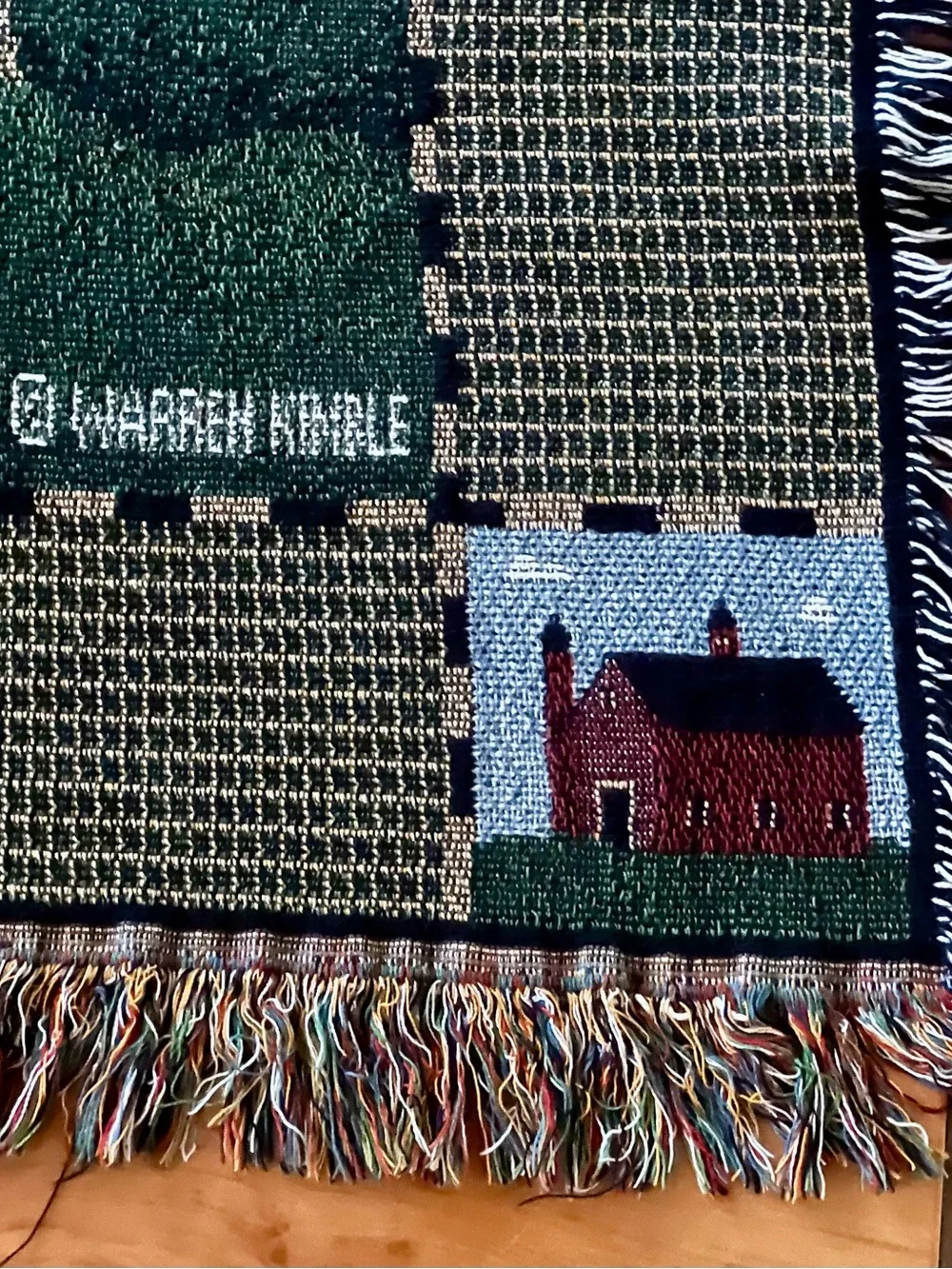 Warren Kimble Red & Green Farmhouse Tapestry Wall Hanging